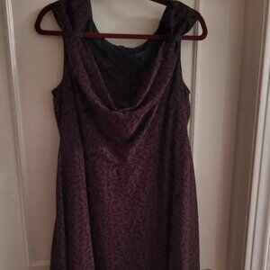 Vintage 90s New Noir Bird Print Midi Dress size 14